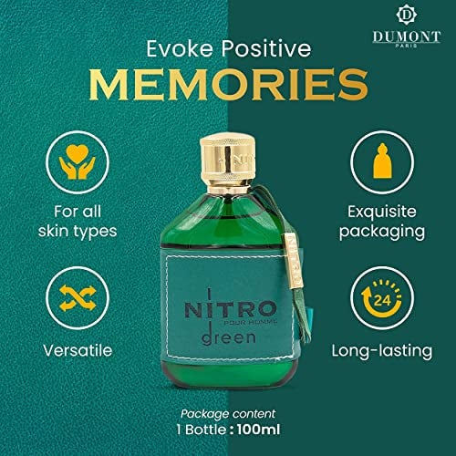 Dumont Nitro Green Eau De Parfum - Vibrant Weekend Fragrance - 3.4 Fl Oz - Image 3