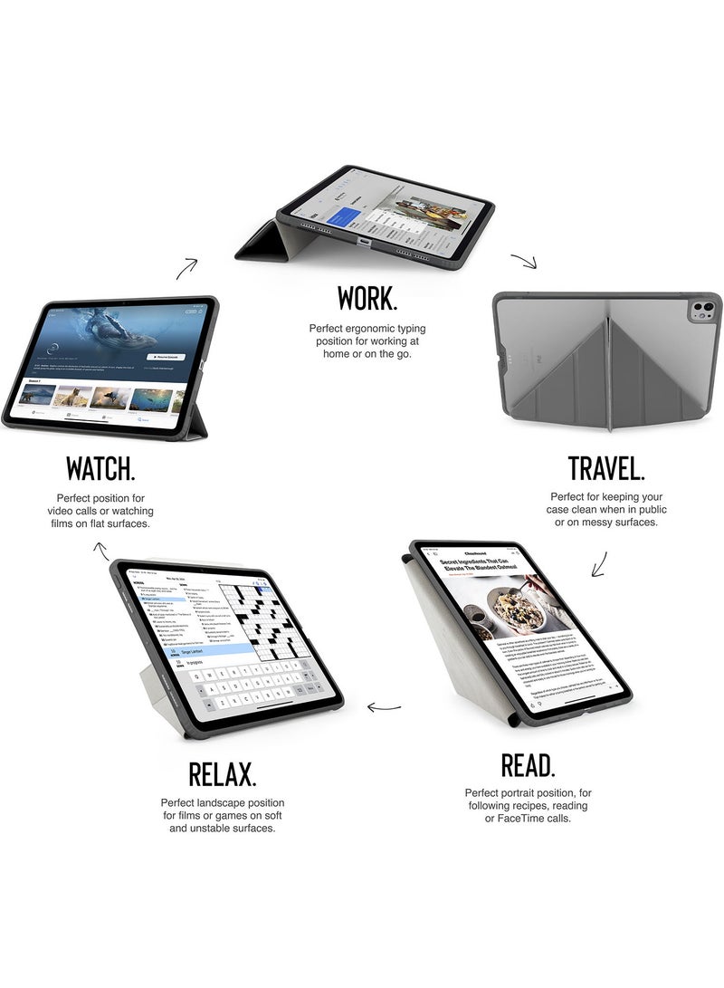 Pipetto Origami No1 for Apple iPad Pro 13 inch Case (2024) M4 Smart Cover with 5 in 1 Stand - Grey - Image 2