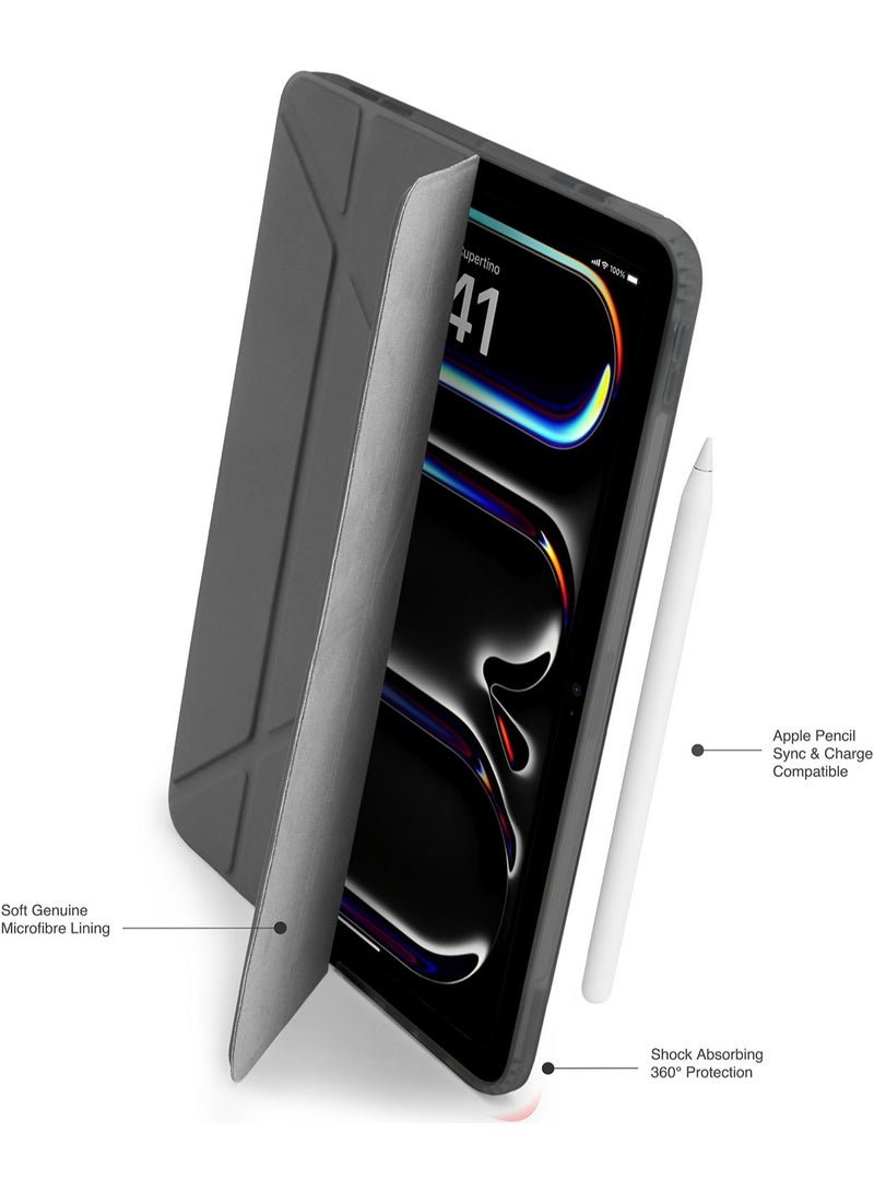 Pipetto Origami No1 for Apple iPad Pro 13 inch Case (2024) M4 Smart Cover with 5 in 1 Stand - Grey - Image 3