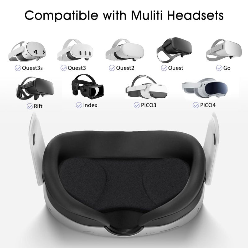 Orzero (1 Pack) VR Lens Protector Cover Compatible for Quest 3S, Quest 3/2/1, Valve Index, PICO 3/4/4 pro/4 Ultra, Dust Proof Washable Protective Sleeve Sunlight Blocking Anti-Scratch - Black - Image 2
