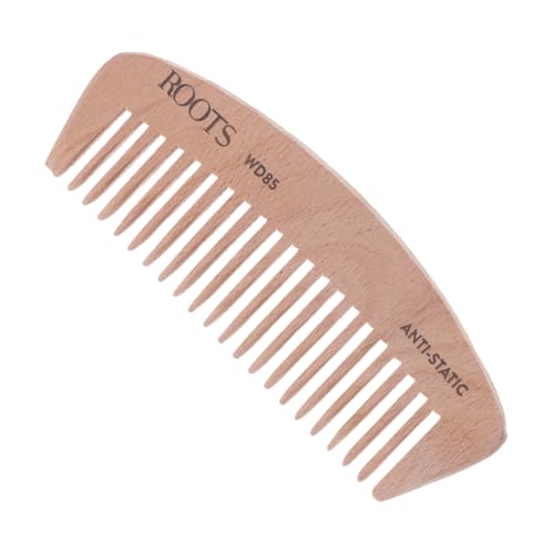 ROOTS Wooden Comb | Wide Teeth | Rounded Teeth prevent Hair & Scalp damage | 100% Natural Wood | Anti-Frizz & Shine | For Long, Thick & Dry Hair | For Men & Women | Length - 4.6 Inch, Model No - WD85 - Image 1
