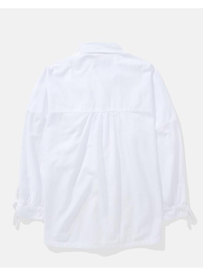 American Eagle AE Go Big Linen-Blend Oversized Tie Sleeve Shirt - Image 3