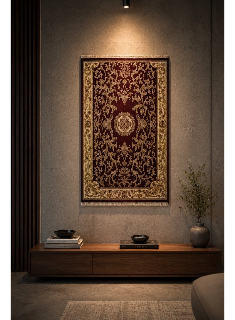 القفاري سجاد أفراح الهنا بنقوش تراثية، مناسب للمجالس والمناسبات الخاصة ، 165×260 سم، باللون احمر وذهبي - Image 3