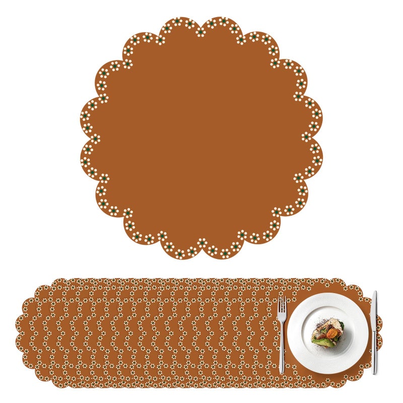 Stuffygreenus 100 Pcs Platos De Barro Mexicanos Paper Placemats 13.5 Inches Cielito Lindo Party Decoration Disposable Scalloped Cinco De Mayo Paper Placemats for Fiesta Mexican Baby Shower Decor (Fiesta Mexicana) - Image 1