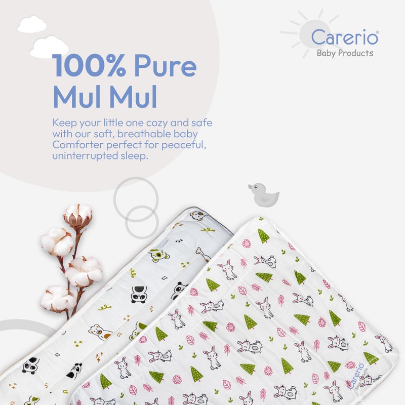 Carerio Newborn Baby Godadi, Soft Mulmul Cotton Baby Bed, Godadi, Crib Sheet, Cartoon Mat Bedding, Multicolor (Medium, Pack of 2 (01)) - Image 2