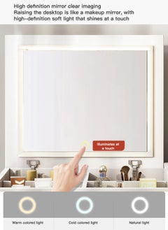 Sharpdo Modern Home Dressing Table with LED Makeup Mirror 80*40*38cm  - Image 3