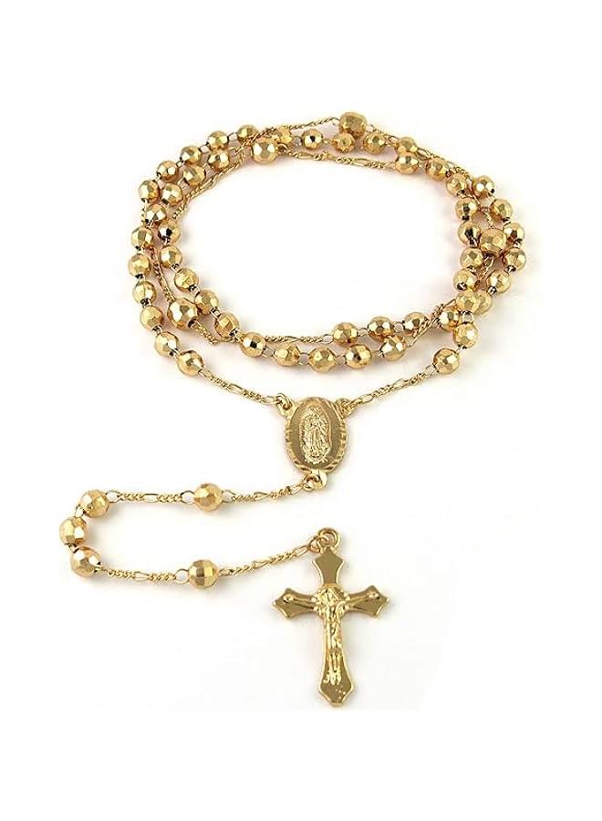 عربست سافلانو قلادة صليب مطلية بالذهب عيار 14 قيراط - سلسلة ميدالية صليب 6.5 ملم سلسلة على شكل حرف Y للنساء والرجال، مجوهرات دينية تأتي باللون الذهبي والذهبي والوردي والفضي مع صندوق هدايا - Image 2