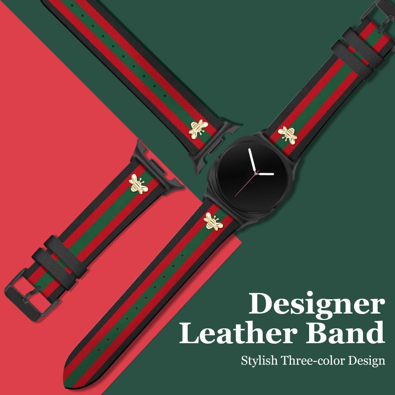 MOINSPIRE Designer Leather Bands with Charms Compatible with Samsung Galaxy Watch 8 40mm 44mm/8 Classic 46mm, Dressy Top Grain Leather Bracelet Pretty Fancy Elegant Adjustable Strap for Women and Men - Image 3