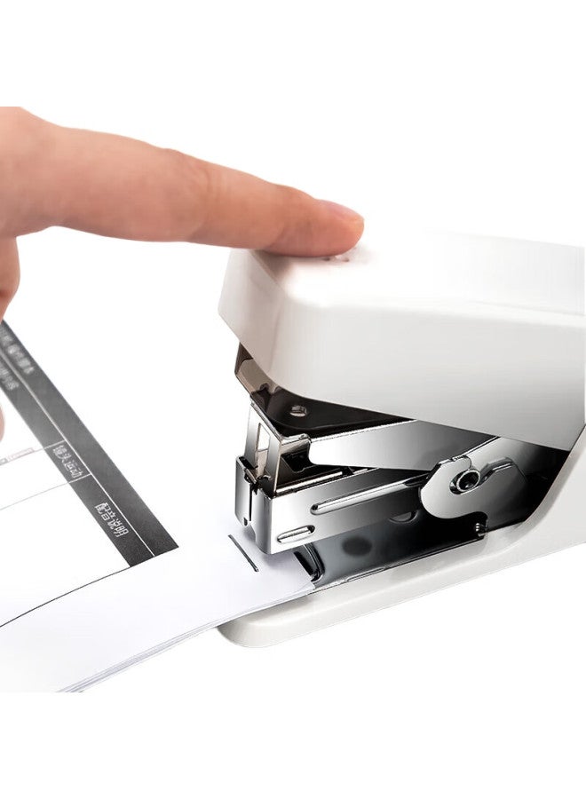Deli Single-Finger Press Low-Effort Stapler, Compatible With 12# Staples, Holds 50 Staples, White 0466 (Staples Not Included) - Image 1