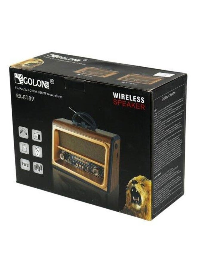 جولون راديو خشبي عتيق وريترو RX-BT89 – راديو لاسلكي 3 نطاقات AM/FM/SW مع مشغل موسيقى USB/TF وتقنية البلوتوث والبطارية القابلة للشحن - Image 4