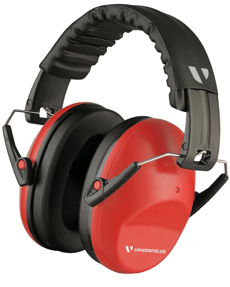 Vanderfields Premium Hearing Protection Ear Muffs Broad Spectrum Sound Reduction 332dB at 2K Hz Noise Cancelling Headset Safety Noise Cancellation Headphones Adults and Teens Red