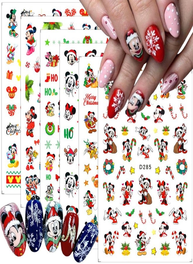 YKLWNN Christmas Nail Art Stickers 6 Sheets Christmas Cartoon Nail Stickers 3D Self Adhesive Kawaii Nail Art Design Acrylic Charms Cute Nail Decals for Women Girls Party Manicure Decoration - Image 1