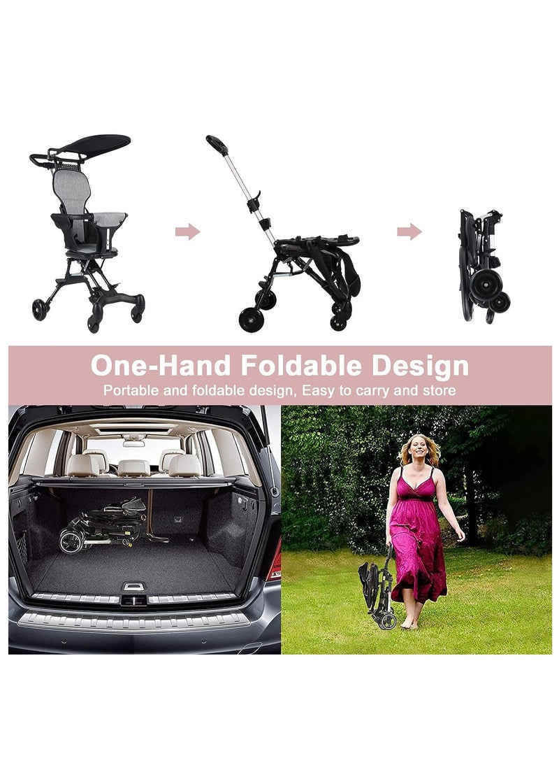 XiuWoo Convenience Lightweight Portable Foldable Toddler Stroller, Baby Stroller, Airplane Stroller, Travel Stroller with 360°-wheel, Sunshine Canopy, Pad, Two Way Push - Image 3