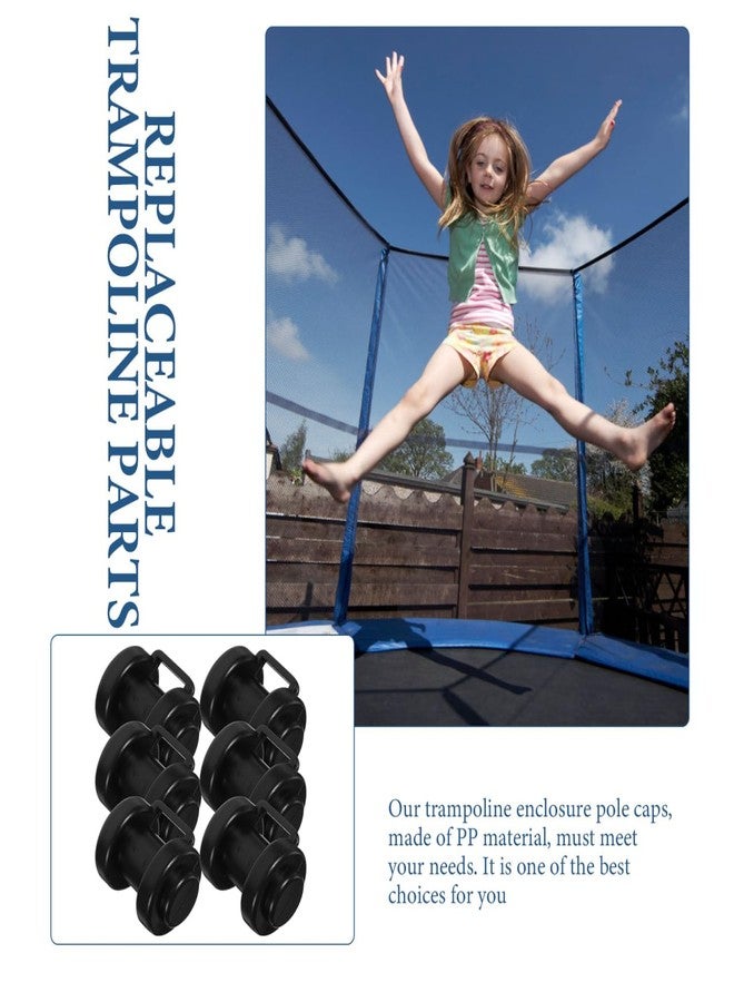 Baluue 6pcs Trampoline Protective Cap, Black Plastic End Caps for Kids Trampoline Pole Cover Durable Bounce Safety Replacement - Image 2