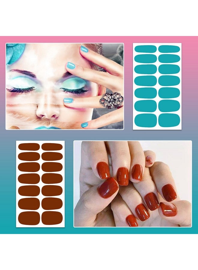 سيلبوي 224 قطعة 16 ورقة من ملصقات طلاء الأظافر، أشرطة طلاء الأظافر الكاملة للنساء، شرائط أظافر بلون سادة، ملصق أظافر جل ذاتي اللصق مع مبرد أظافر (لون داكن) - Image 4