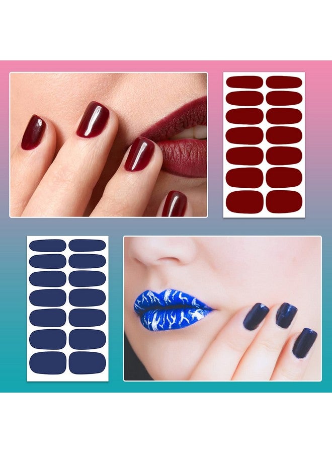 سيلبوي 224 قطعة 16 ورقة من ملصقات طلاء الأظافر، أشرطة طلاء الأظافر الكاملة للنساء، شرائط أظافر بلون سادة، ملصق أظافر جل ذاتي اللصق مع مبرد أظافر (لون داكن) - Image 5