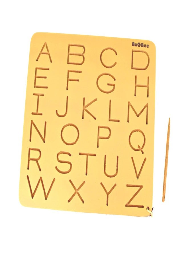 BuGBee Alphabet tracing Board Capital ABC Wooden Slate | Montessori Materials Educational Puzzle Toys for 2+ Years Old Kids | Safe & Natural ABCD Board to Develop Memory & Writing Skills - Image 1
