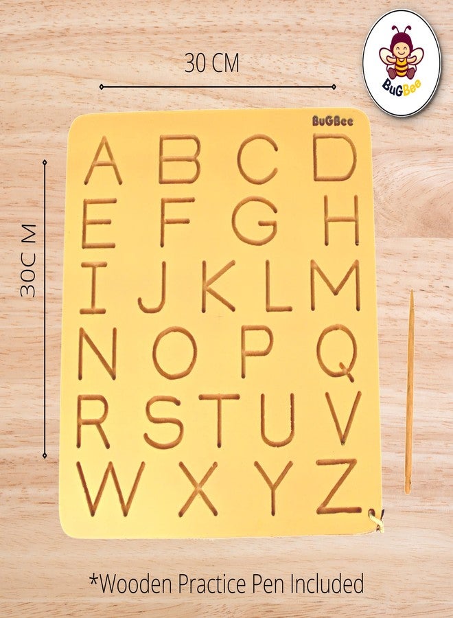 BuGBee Alphabet tracing Board Capital ABC Wooden Slate | Montessori Materials Educational Puzzle Toys for 2+ Years Old Kids | Safe & Natural ABCD Board to Develop Memory & Writing Skills - Image 5