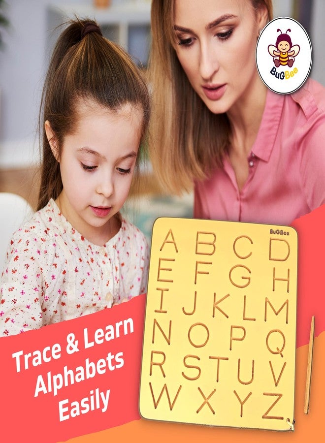 BuGBee Alphabet tracing Board Capital ABC Wooden Slate | Montessori Materials Educational Puzzle Toys for 2+ Years Old Kids | Safe & Natural ABCD Board to Develop Memory & Writing Skills - Image 4