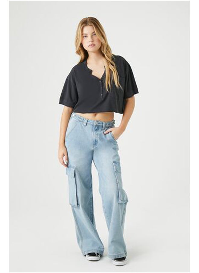 FOREVER 21 - Button-Front Crop Top - Image 1