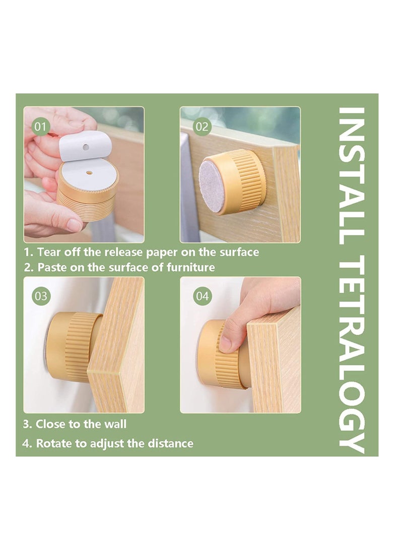 SYOSI Headboard Stoppers for Adjustable Bed Headboard Stabilizer Stoppers Bed Wall, Adjustable Threaded Bed Frame Anti-Shake Tool for Bed, Easy Install (Wood Color, 6X6X5.5CM, 2Pcs) - Image 5