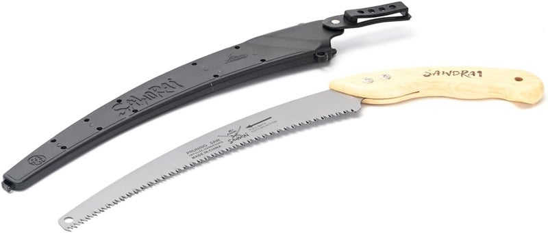 14'' Samurai Saw with Wood Handle - Curved Pruning Saw with 0.9mm Steel Blade, Sharp Teeth, Sheath, and Ergonomical Handle - Hand Saw for Tree Cutting, Trimming Branches, and Gardening - Image 1
