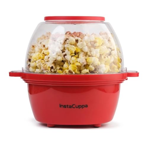 InstaCuppa Electric Popcorn Maker | Automatic One-Button Non-Stick Popper | Large Transparent Lid as Serving Bowl | Butter & Seasoning Tray | Cool-Touch Base | Quick Healthy Snack Solution for Moms - Image 1
