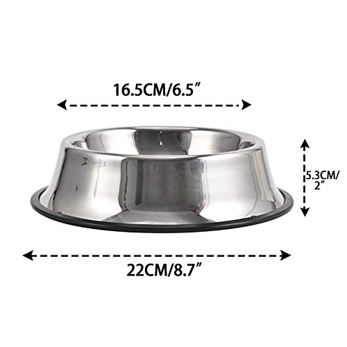 Juqiboom 2Packs Stainless Steel Dog Bowl with Anti-Skid Rubber Base for Small/Medium/Large Pet, Perfect Dish, Pets Feeder Bowl and Water Bowl Perfect Choice for Dog Puppy Cat and Kitten (16oz) - Image 2