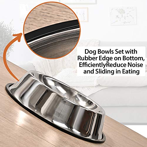 Juqiboom 2Packs Stainless Steel Dog Bowl with Anti-Skid Rubber Base for Small/Medium/Large Pet, Perfect Dish, Pets Feeder Bowl and Water Bowl Perfect Choice for Dog Puppy Cat and Kitten (16oz) - Image 3