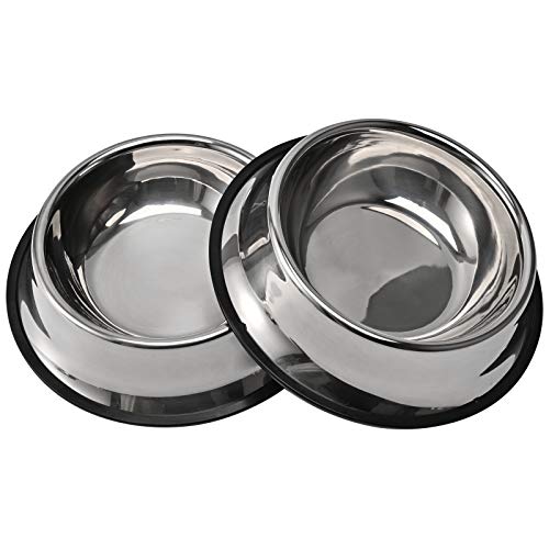 Juqiboom 2Packs Stainless Steel Dog Bowl with Anti-Skid Rubber Base for Small/Medium/Large Pet, Perfect Dish, Pets Feeder Bowl and Water Bowl Perfect Choice for Dog Puppy Cat and Kitten (16oz) - Image 1