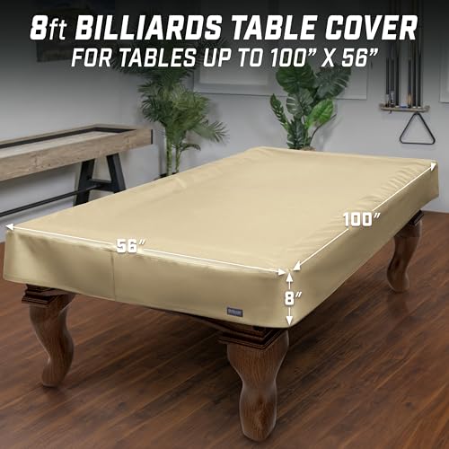 GoSports 8 ft Premium Leatherette Pool Table Cover - Waterproof & Tearproof - Heavy Duty Indoor & Outdoor Billiard Table Cover - Image 2
