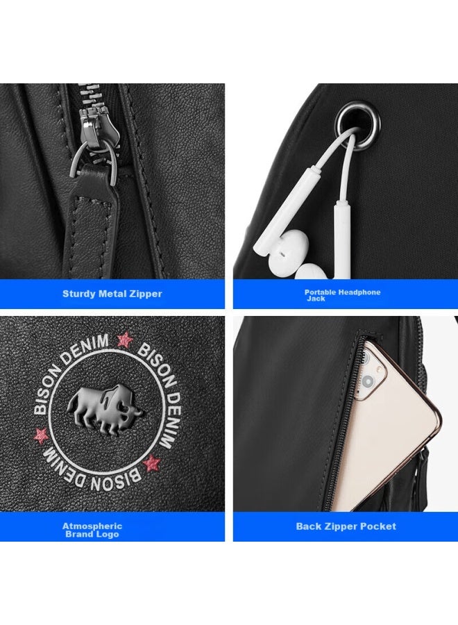 American Bison Meizhouyeniou Men's Backpack, Single Shoulder Bag, Top-layer Cowhide Crossbody Bag, 3d Logo Chest Pack, Men's Bag, Birthday Gift For Boyfriend - Image 3