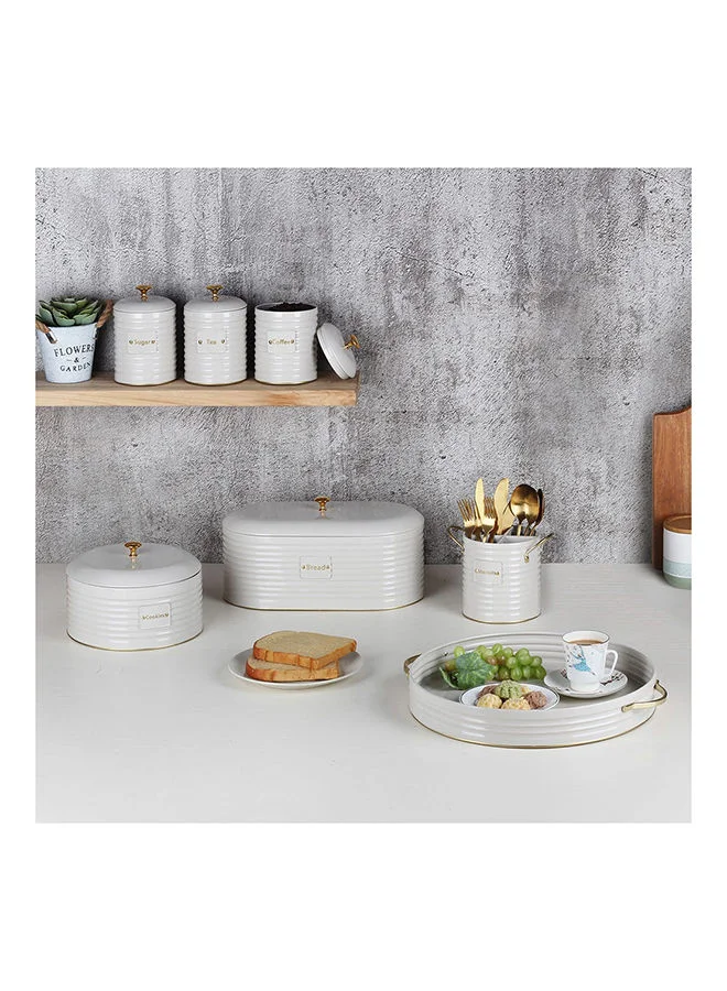 DANUBE HOME Adrian Bread Box Iron Modern Houseware Food Storage L 33.7x18 X H 17cm Beige