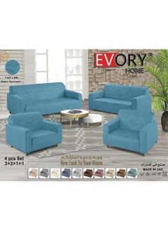 EVORY HOME Sofa Cover Waterproof Velvet Flower 4-Pieces Set of 7-Seater (3+2+1+1) Water Resistant Furniture Protector  - Image 1
