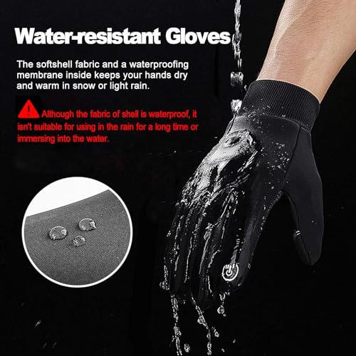 LERWAY Winter Warm Gloves, Thermal Black Warm Gloves for Men Women Waterproof Touchscreen Non-Slip for Driving, Cycling(S). - Image 4