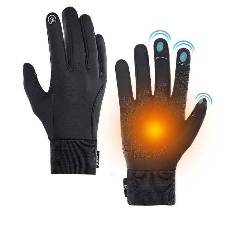 LERWAY Winter Warm Gloves, Thermal Black Warm Gloves for Men Women Waterproof Touchscreen Non-Slip for Driving, Cycling(S). - Image 2