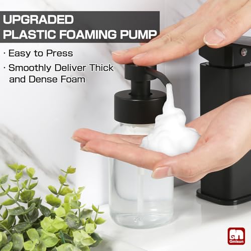 GMISUN Foam Soap Dispenser 2 Pack 85 fl oz 250 ml Clear Glass Soap Dispenser for Bathroom Kitchen Modern Hand Soap Dispensers Refillable Glass Foaming Soap Dispensers with Waterproof Labels - Image 3