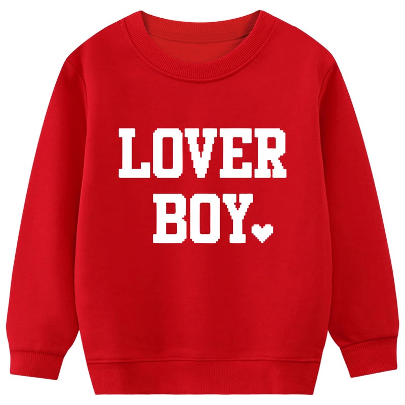 Joctoh Toddler Boy Valentine Shirt Red Crewneck Sweatshirt Lover Boy Graphic Funny Kids Clothing Cute Sweater Top Size 6 7 - Image 1