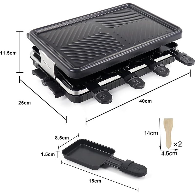 ZOTIMO ZOTIMO Korean Indoor Electric Grill 1300W Portable Raclette Grill Table Barbeque with Temperature Control Smokeless NonStick Plate 8 Cheese Maker Pans Ideal for Griddle  - Image 2