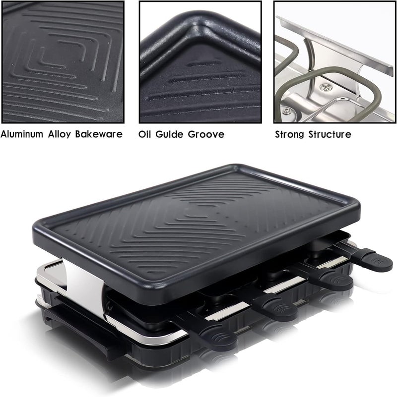 ZOTIMO ZOTIMO Korean Indoor Electric Grill 1300W Portable Raclette Grill Table Barbeque with Temperature Control Smokeless NonStick Plate 8 Cheese Maker Pans Ideal for Griddle  - Image 5