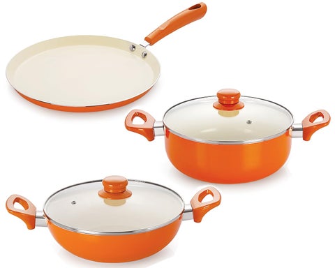 Nirlon 4 Layer Coated NonStick Induction Based Ceramic Cooking Item Gift Set