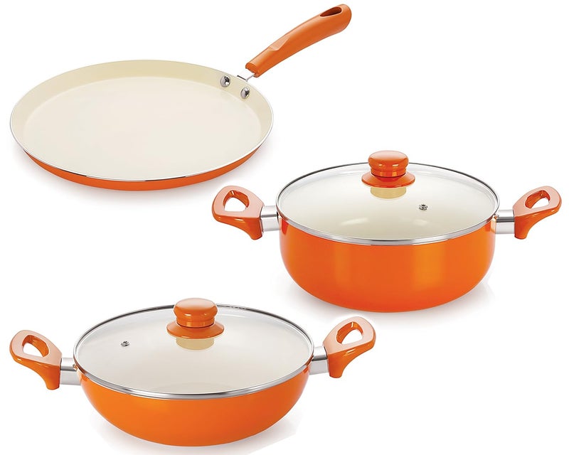 Nirlon 4 Layer Coated NonStick Induction Based Ceramic Cooking Item Gift Set