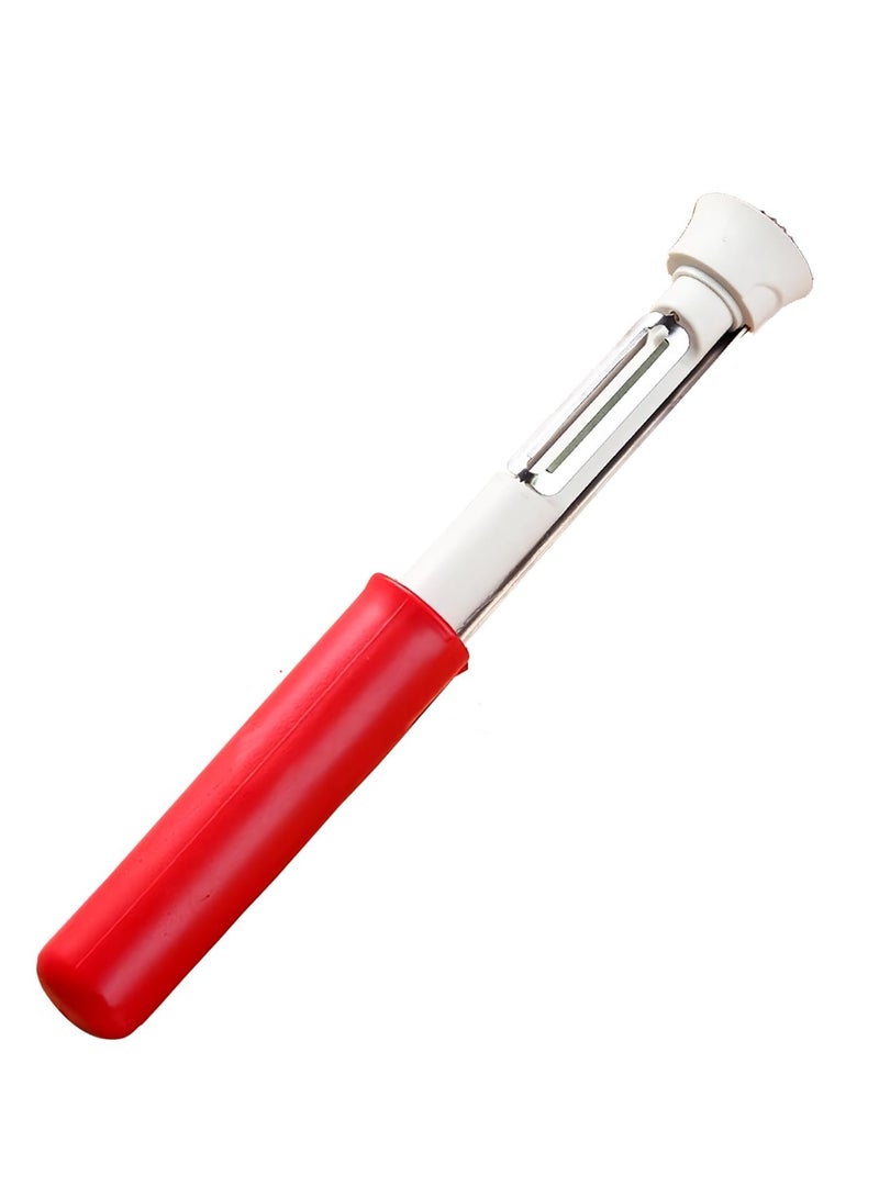 KASTWAVE Telescopic Fruit Core Peeling and Peeling Machine Multi functional Stainless Steel Apple Pear Vegetable 2-in-1 Peeling Machine Household Kitchen Tools (Red)  - Image 1
