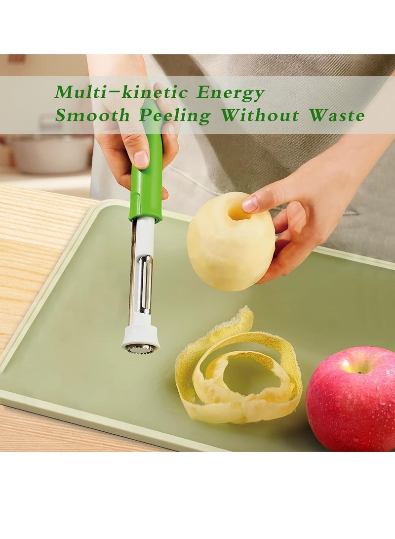 KASTWAVE Telescopic Fruit Core Peeling and Peeling Machine Multi functional Stainless Steel Apple Pear Vegetable 2-in-1 Peeling Machine Household Kitchen Tools (Red)  - Image 5
