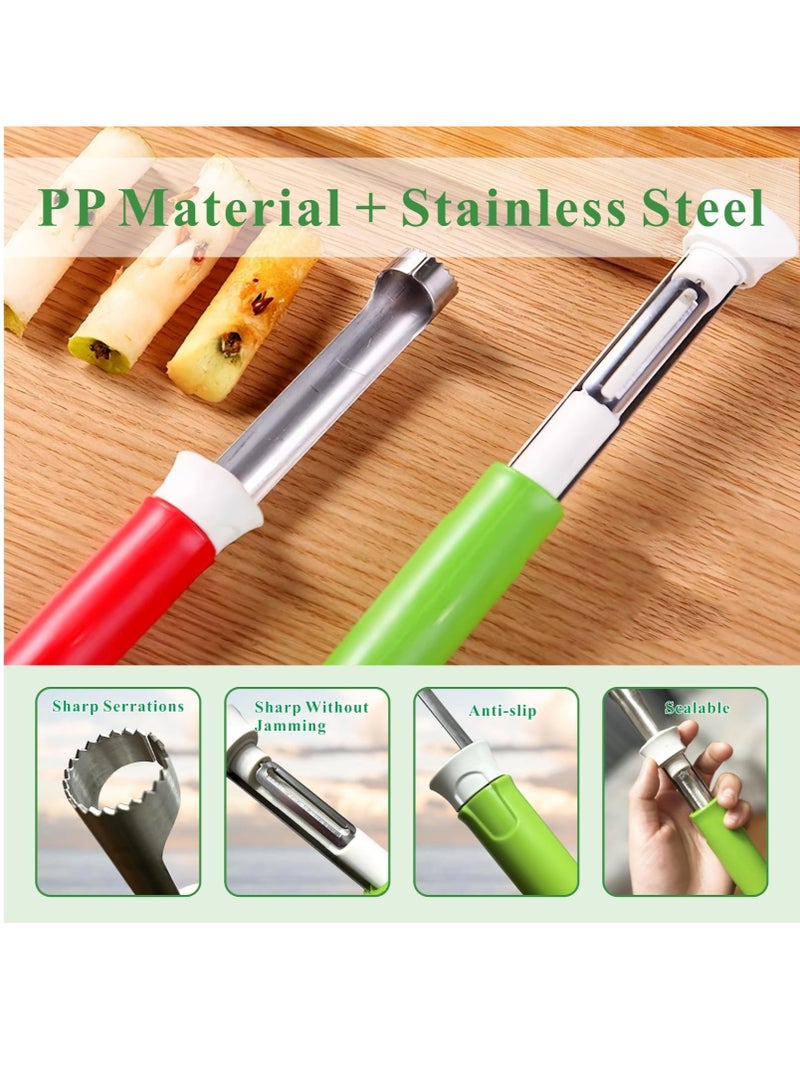 KASTWAVE Telescopic Fruit Core Peeling and Peeling Machine Multi functional Stainless Steel Apple Pear Vegetable 2-in-1 Peeling Machine Household Kitchen Tools (Red)  - Image 3