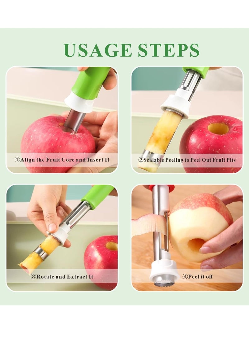 KASTWAVE Telescopic Fruit Core Peeling and Peeling Machine Multi functional Stainless Steel Apple Pear Vegetable 2-in-1 Peeling Machine Household Kitchen Tools (Red)  - Image 4
