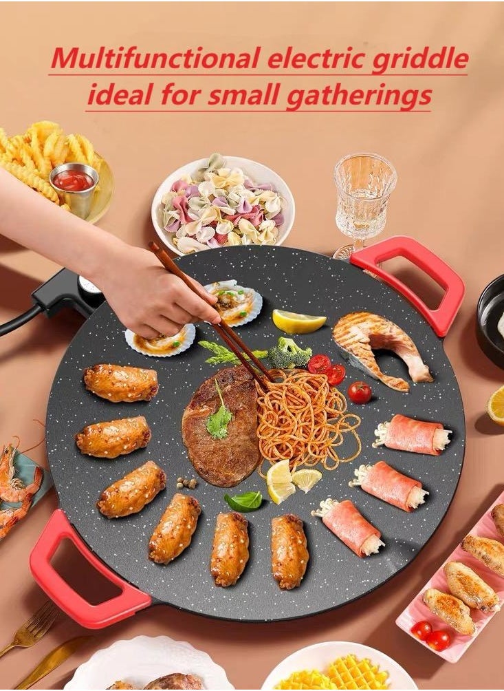 Generic Maifan Stone Korean-Style Round Grill Pan – Multi-Functional Non-Stick Electric BBQ Plate for Home Use, Ideal for Grilling Meat, Fish, Pancakes, and More. Versatile Electric Hot Pot & Griddle Combo for Roasting, Frying, and Barbecue.  - Image 1