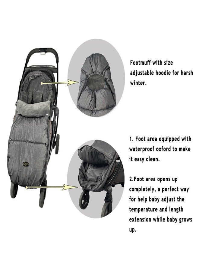 CozyMe Stroller Footmuff, Stroller Blanket with Hoodie for Toddler Winter Stroller Cover, Stroller Bunting Bag with Fleece Lined Front Height Adjustable & Removable Baby Bunting Bag for 6M-4T - Image 5