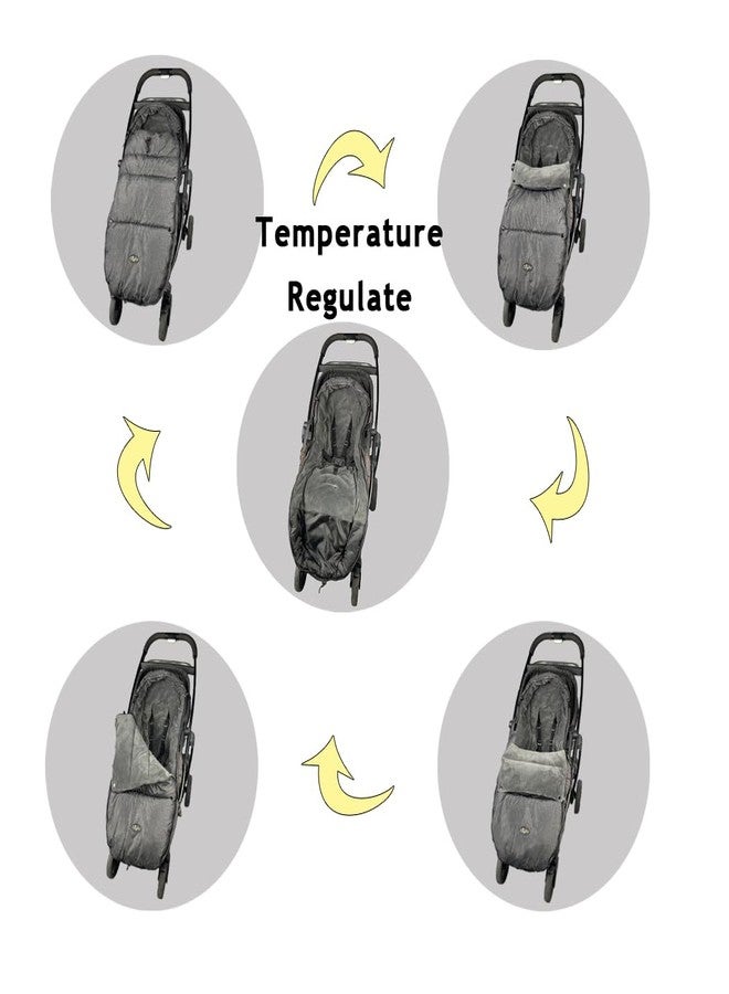CozyMe Stroller Footmuff, Stroller Blanket with Hoodie for Toddler Winter Stroller Cover, Stroller Bunting Bag with Fleece Lined Front Height Adjustable & Removable Baby Bunting Bag for 6M-4T - Image 2