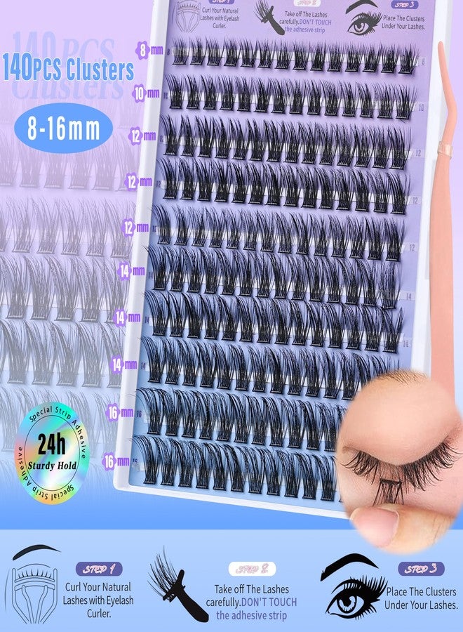 BEFACL Self Adhesive Eyelashes Clusters Press on Lash Clusters Wispy Lash Extensions No Glue Needed Lashes Clusters Natural Cluster Eyelash Extensions Kit with Tweezers (8-16mm,C Curl) - Image 4